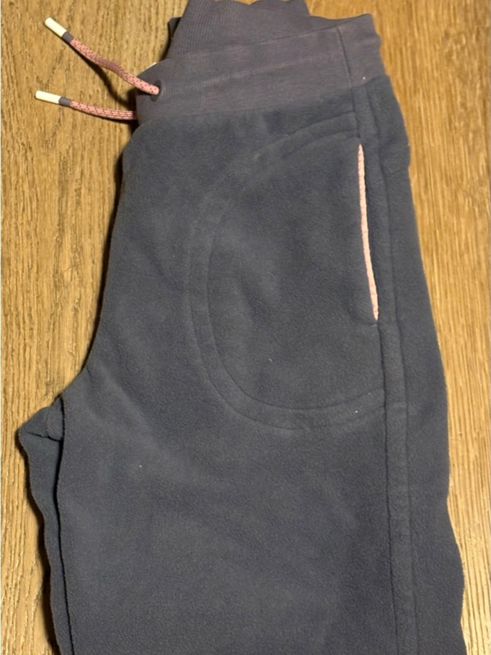 Kids Navy Blue Fleece Sweatpants with Pink Accents